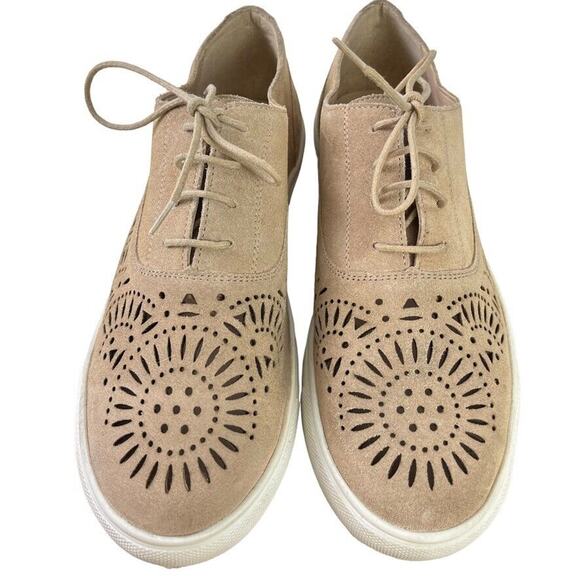 Naughty Monkey Womens Suede Leather Lace Up Perforated Flats Sneakers Shoes 9.5 - Picture 6 of 16